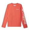 Columbia Youth Boys Terminal Tackle Heather Long Sleeve, Bright Poppy Heather/White Logo, X-Large view 1