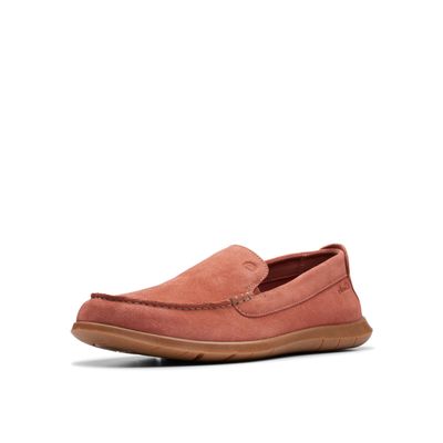 Clarks Collection Men's Flexway Step Moccasin, Red Suede, 8 Medium US