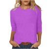3/4 Length Sleeve Shirts for Women 2024 Casual Summer Blouses Crewneck Floral Printed Cute Tops Loose Fit Pullover view 1