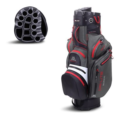 Big Max Dri Lite Silencio 2 - Waterproof Golf Cart Bag with Protective 14 Way Golf Club Divider Organizer Top, Water-Proof Zipper Pockets and Integrated Cooler Bag for Beverages