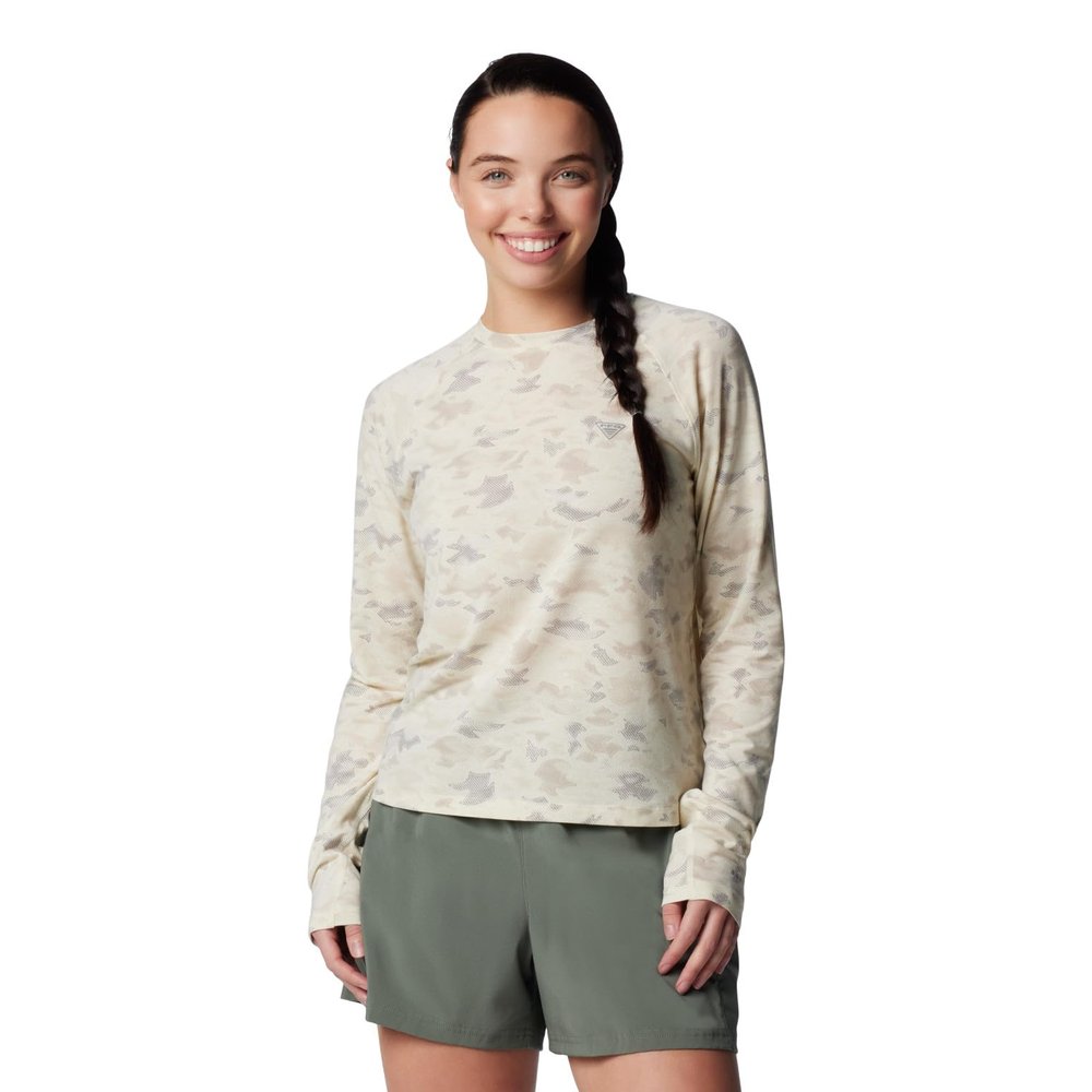Columbia Women's PFG Uncharted Knit Long Sleeve, Stone Uncharted Waters, X-Large