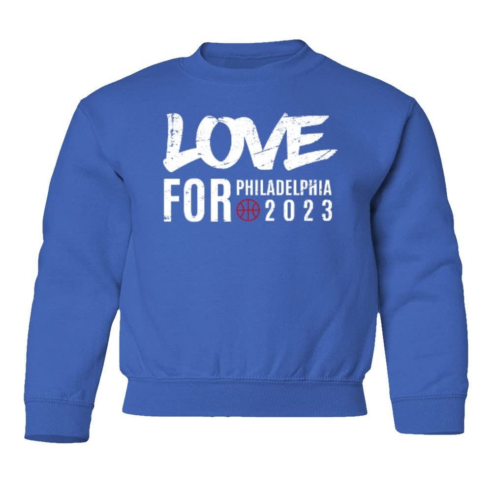 Love for Philadelphia 2023 Basketball Fans Youth Crewneck Sweatshirt (Royal, Youth Large)