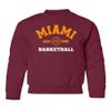 superhotapparel Miami Est. 1988 Basketball Fans Youth Crewneck Sweatshirt (Maroon, Youth Large) view 1