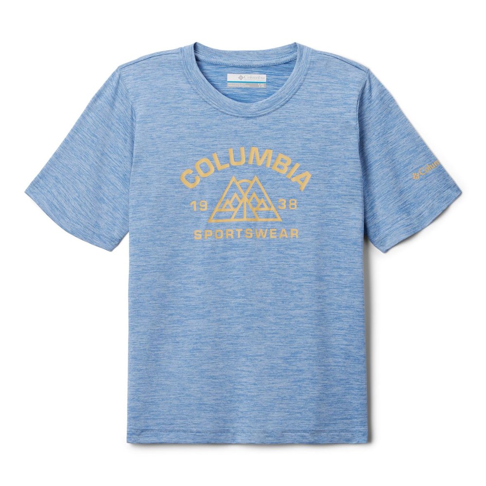 Columbia Youth Boys Mount Echo Short Sleeve Graphic Shirt, Skyler/Peaked Badge, Small