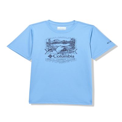 Columbia Youth Boys Fork Stream Short Sleeve Graphic Shirt, Skyler/Lakeside Badge, Small