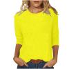 3/4 Length Sleeve Shirts for Women 2024 Casual Summer Blouses Crewneck Floral Printed Cute Tops Loose Fit Pullover view 1
