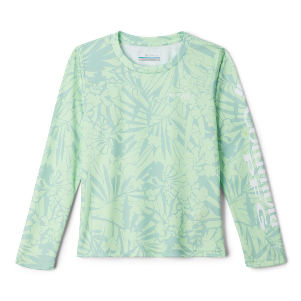 Columbia Youth Girls Super Tidal Long Sleeve, New Mint Tropictones, X-Large
