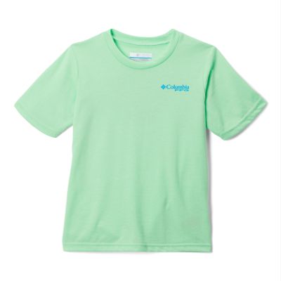 Columbia Youth Boys PFG Short Sleeve Graphic Tee, Ocean Mint/Chompy Chomp Graphic, Medium