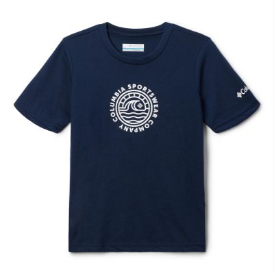 Columbia Youth Boys La Poudre Pass Short Sleeve Tee, Collegiate Navy/Day Maker, X-Large