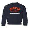 superhotapparel Denver Est. 1960 Basketball Fans Youth Crewneck Sweatshirt (Navy, Youth Large) view 1