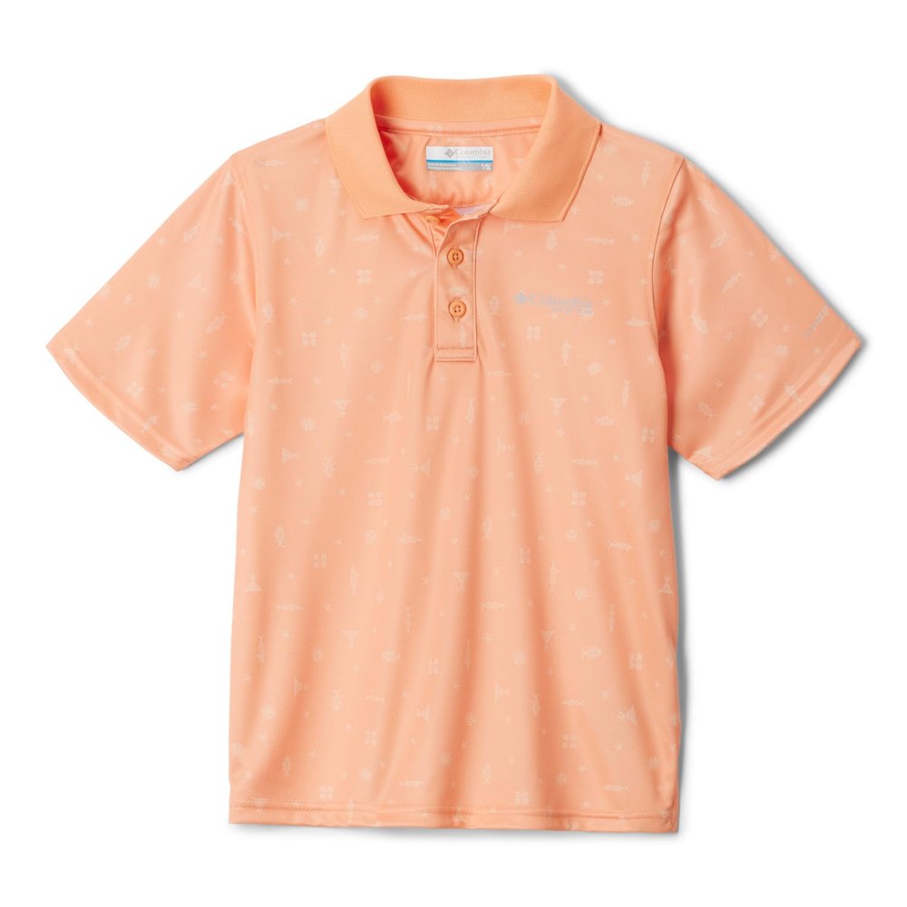 Columbia Youth Boys Super Slack Tide Polo, Bright Nectar Fishtiki Toss, Large