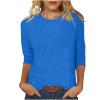3/4 Length Sleeve Shirts for Women 2024 Casual Summer Blouses Crewneck Floral Printed Cute Tops Loose Fit Pullover view 1