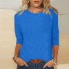 3/4 Length Sleeve Shirts for Women 2024 Casual Summer Blouses Crewneck Floral Printed Cute Tops Loose Fit Pullover view 2