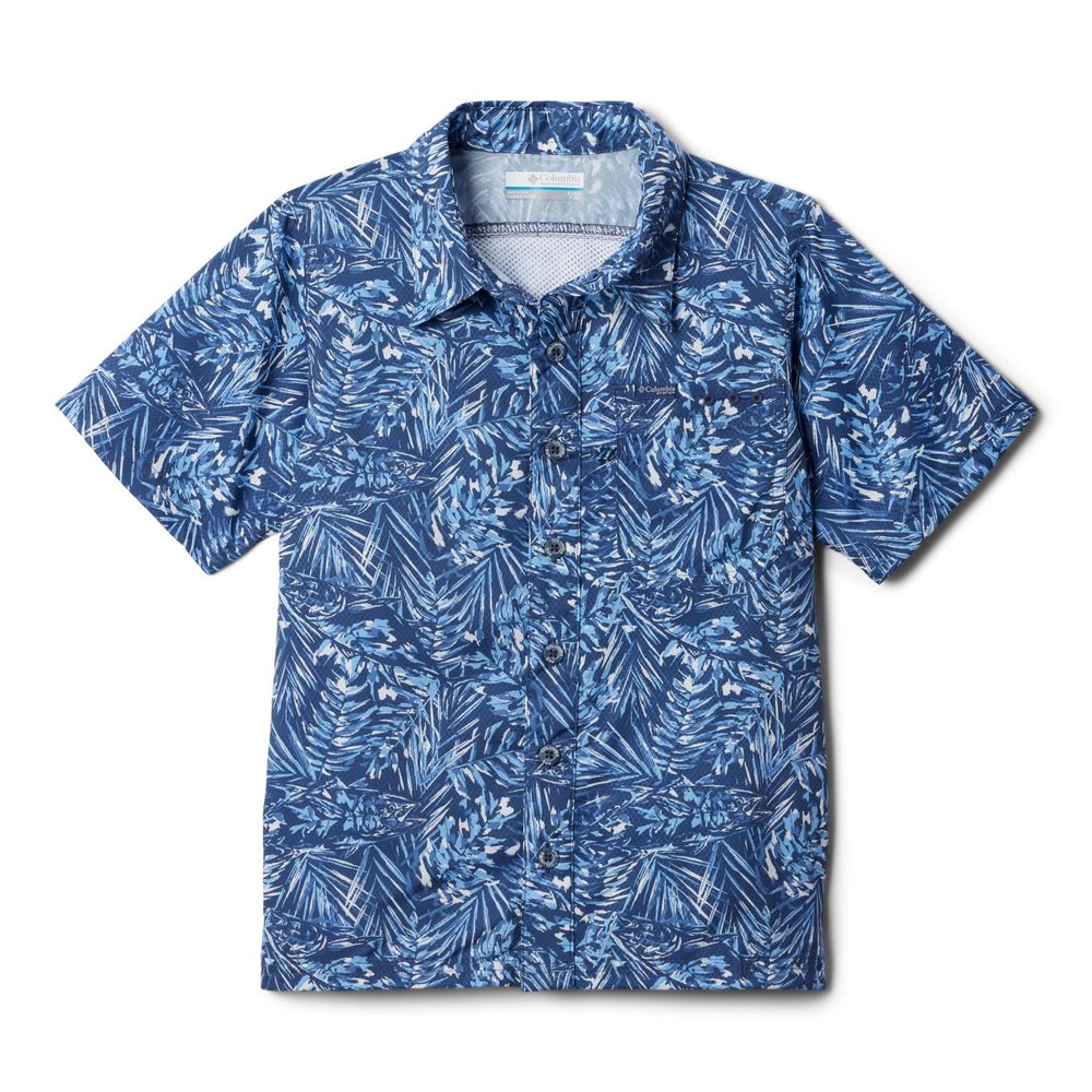 Columbia Youth Boys Super Slack Tide Short Sleeve Camp Shirt, Nocturnal Tunado, Large