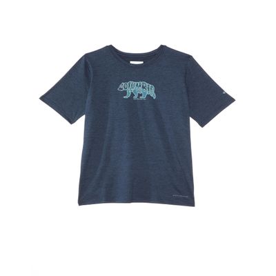 Columbia Youth Boys Mount Echo Short Sleeve Graphic Shirt, Collegiate Navy/Bearly Stroll, Small