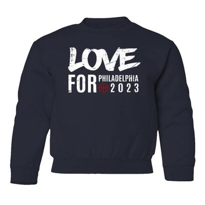 Love for Philadelphia 2023 Basketball Fans Youth Crewneck Sweatshirt (Navy, Youth X-Large)