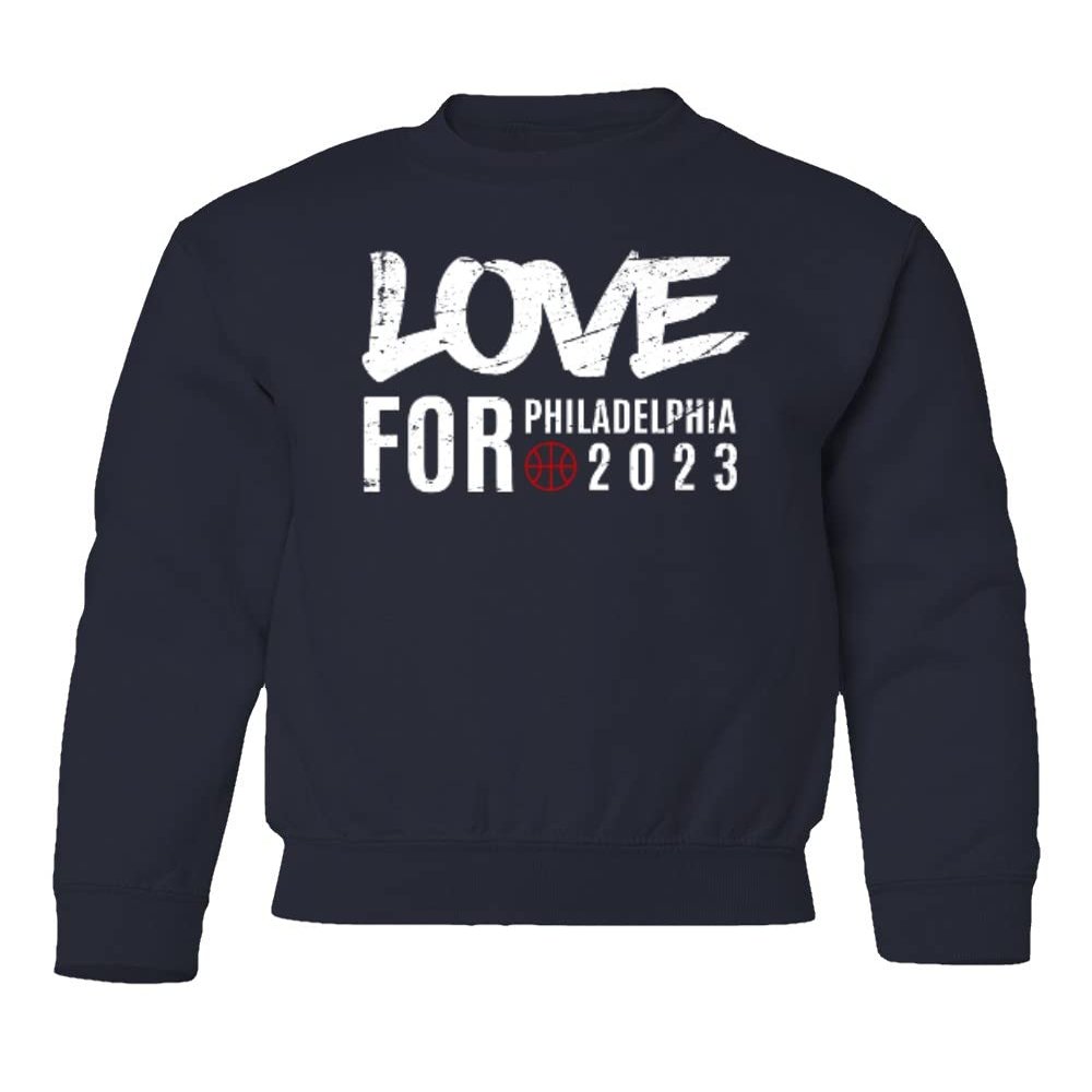 Love for Philadelphia 2023 Basketball Fans Youth Crewneck Sweatshirt (Navy, Youth X-Large)