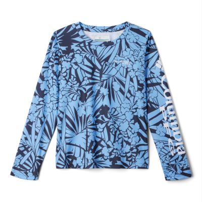 Columbia Youth Girls Super Tidal Long Sleeve, Nocturnal Tropictones, Medium