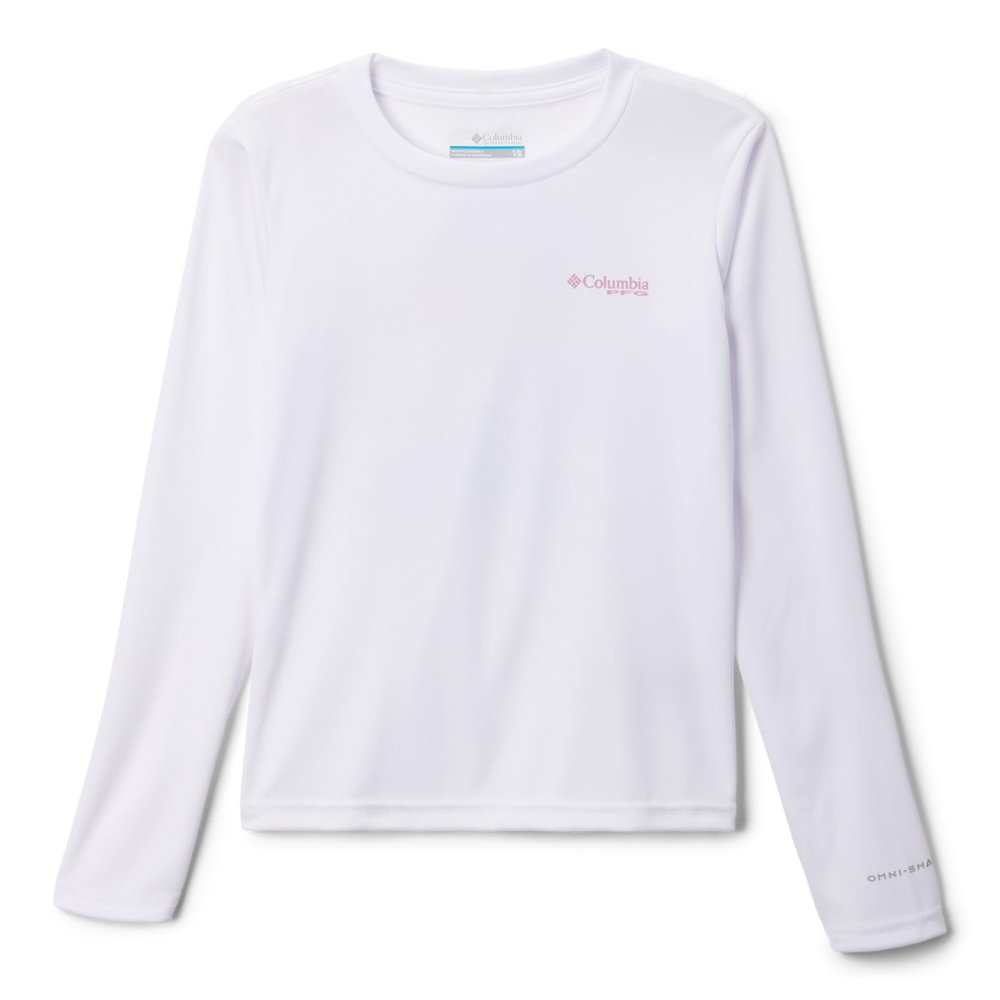 Columbia Youth Girls Tidal Tee PFG Palm Rise, White/PFG G Palm Rise, X-Large