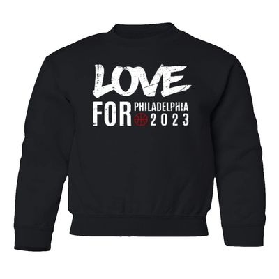 Love for Philadelphia 2023 Basketball Fans Youth Crewneck Sweatshirt (Black, Youth Small)