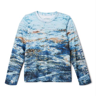 Columbia Youth Unisex Super Terminal Tackle Long Sleeve, Carbon Deepsea Fade, X-Large