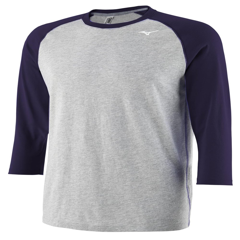 Mizuno Youth Mizuno 3/4 Practice Tee | Youth - Boys Baseball TOP | Grey-Navy | US Small (S)