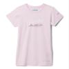 Columbia Youth Girls Mission Peak Short Sleeve Graphic Shirt, Pink Dawn/Scripted Scene, Large view 1