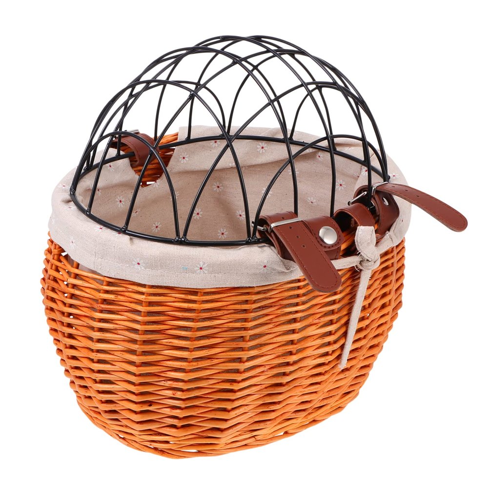 Anneome Sturdy Rattan Woven Basket for Pets Detachable Handlebar Basket for Dogs and Cats Ideal Commuting Lightweight and Stylish Design