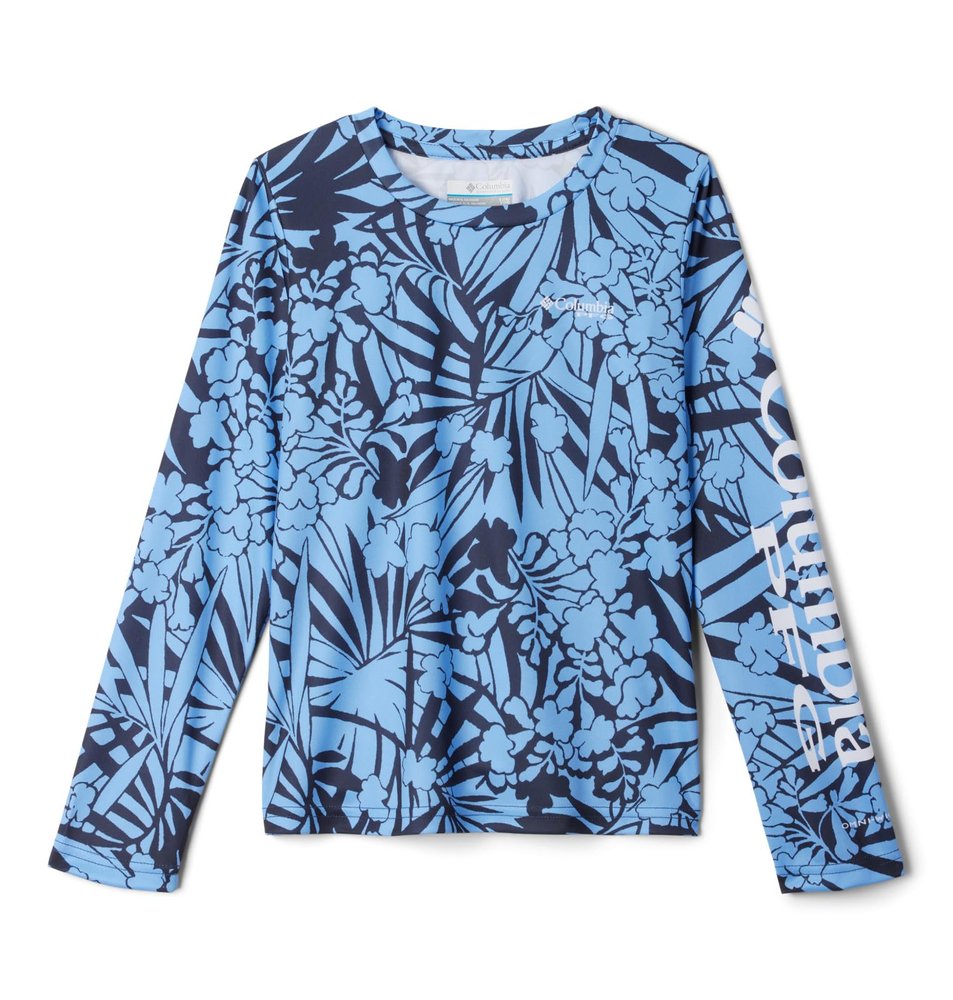 Columbia Youth Girls Super Tidal Long Sleeve, Nocturnal Tropictones, Small