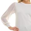 Zac & Rachel Womens Sweater Knit + Pleated Chiffon Blouse, Gardenia, XL view 2