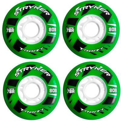 TronX Stryker Multi Surface 78A All Purpose Inline Roller Hockey Wheels (4 Pack) - 59mm, 68mm, 72mm, 76mm & 80mm Hi-Lo (80mm)