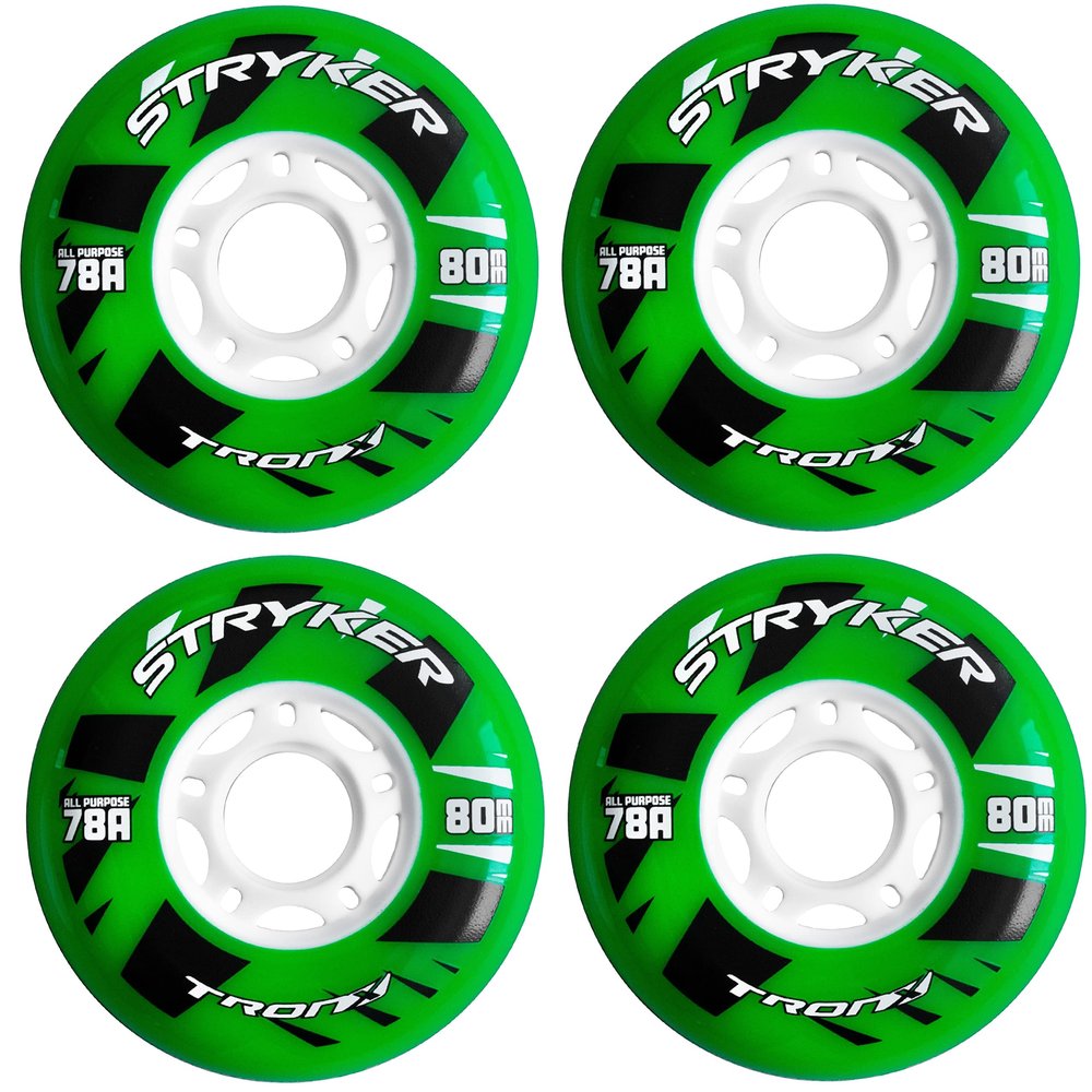 TronX Stryker Multi Surface 78A All Purpose Inline Roller Hockey Wheels (4 Pack) - 59mm, 68mm, 72mm, 76mm & 80mm Hi-Lo (80mm)