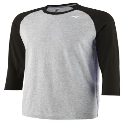 Mizuno Youth Mizuno 3/4 Practice Tee | Youth - Boys Baseball TOP | Grey-Black | US Medium (M)