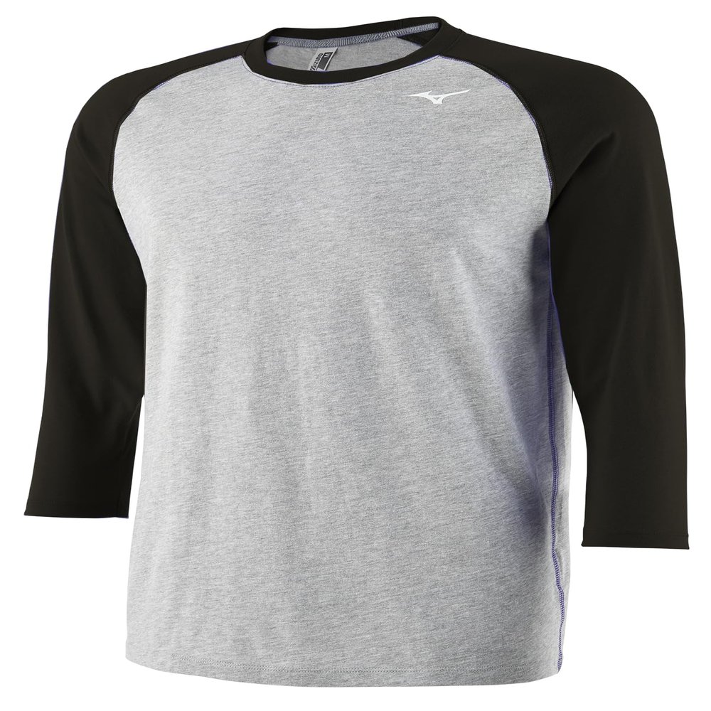 Mizuno Youth Mizuno 3/4 Practice Tee | Youth - Boys Baseball TOP | Grey-Black | US Medium (M)