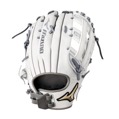 Mizuno Prime Elite Pitcher/Outfield Fastpitch Softball Glove 12.5" | Fastpitch FIELDERS MITT | RH White-Grey