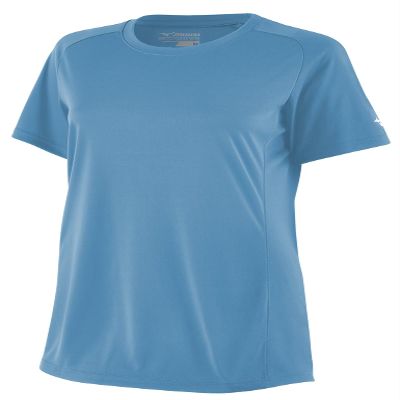 Mizuno Youth Softball Crew Neck Jersey | Youth - Girls Fast Pitch TOP | Light Blue | US Small (S)