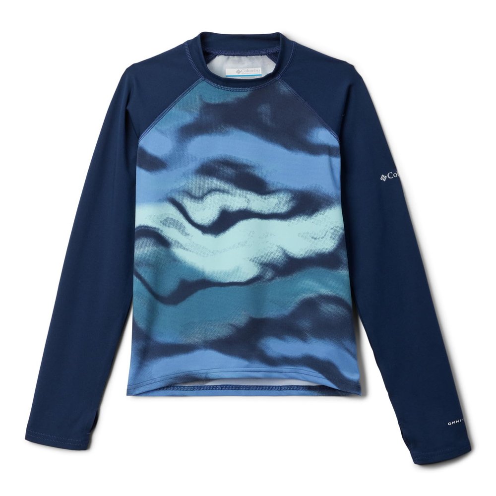 Columbia Toddler Unisex Sandy Shores Printed Long Sleeve Sunguard, Coll Navy Undercurrent/Coll Navy, 3T