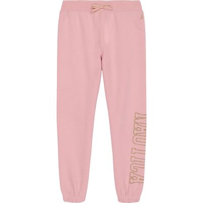 Nautica Girls' Logo Sweatpants, Fleece Joggers with Ribbed Cuffs & Functional Side Pockets, Pink Glitter Art, 3T