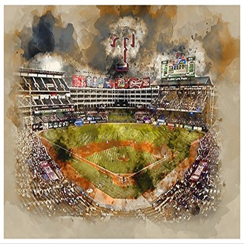 Texas Rangers Baseball Poster Art MLB Print 16x20 Inches on Pro Grade Paper Watercolor Style
