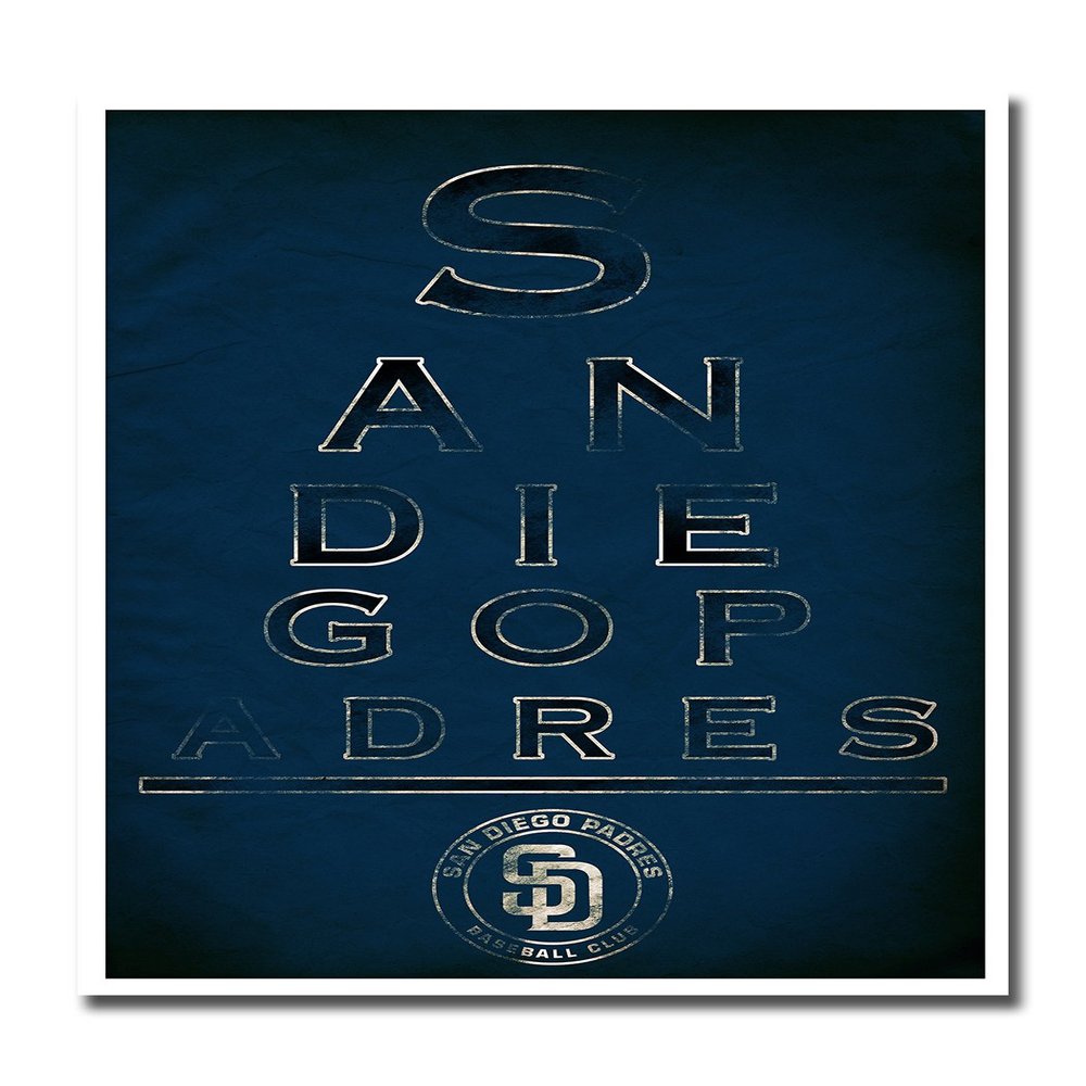 San Diego Padres Poster Baseball Art MLB Print 16x20 Inches on Pro Grade Paper Eye Chart Style