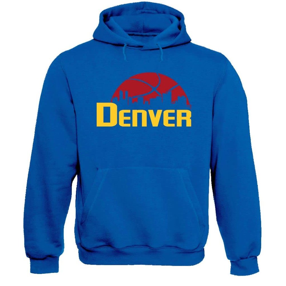 Xtreme Apparrel Denver Basketball City Skyline Men's Fan Hoodie Sweatshirt (Royal Hoodie, 4XL)