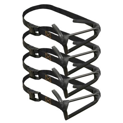 Muddy 6" Micro Stagger Steps - Durable Powder Coated Steel Ultra Compact Stacking Design Portable Outdoor Hunting Tree Climbing Steps with 1" Nylon Strap & Cam Buckle, 4 Per Pack