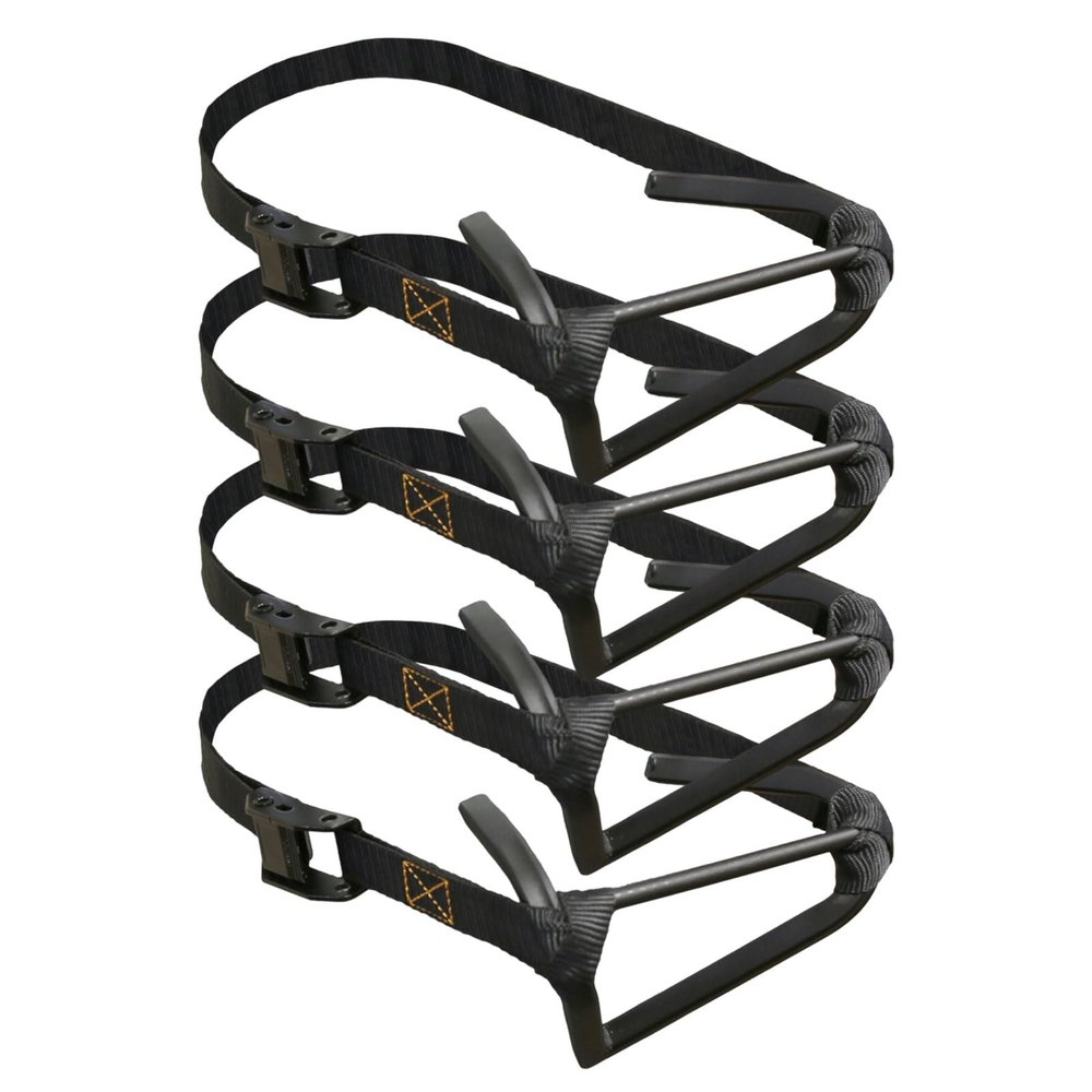 Muddy 6" Micro Stagger Steps - Durable Powder Coated Steel Ultra Compact Stacking Design Portable Outdoor Hunting Tree Climbing Steps with 1" Nylon Strap & Cam Buckle, 4 Per Pack