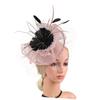 Beaupretty Garden Clip Veil Plume Ladies Dress Headdress Head Wedding Mesh Flapper Hat Womens Party Women Feathered Vintage Bridal Cocktail Accessory Headband Hair Hats Fascinator Headwear Nude Pink view 3