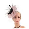 Beaupretty Garden Clip Veil Plume Ladies Dress Headdress Head Wedding Mesh Flapper Hat Womens Party Women Feathered Vintage Bridal Cocktail Accessory Headband Hair Hats Fascinator Headwear Nude Pink view 4