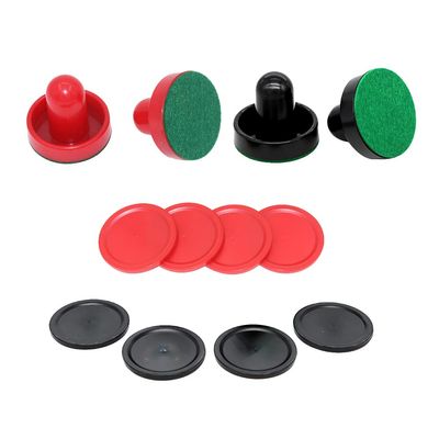 ccHuDE 4 Pcs Air Hockey Pushers with 8 Pcs Pucks, Paddles & Goal Handles - Red & Black