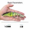 140MM 43G Hard Sinking Jerkbait Fishing Lures for Pike Musky Bass in Both Fresh Water and Salt Water with 3D Eyes Sharp Hooks (Color : CC09-G) view 4