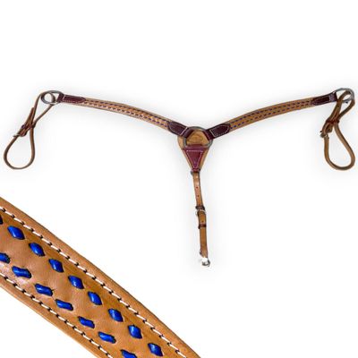 HR Saddlery Royal Blue Buckstitch Breast Collar - Horse Size