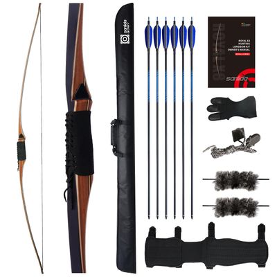 Sanlida Archery 68 Royal X8 Longbow Traditional Wooden Hunting Bow Handmade Hunting Bow and Arrows kit for Adults & Traditional Archers, RH Only (40lbs, Right Hand)