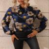 Women's 2023 Casual Summer Long Sleeve Shirts Floral Print Mock Neck Blouse view 3